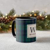 Classic Green Tartan Plaid Monogram Christmas Mok