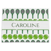 Classic Green Tennis Rackets Balls Girls Name Cool Groot Cadeauzakje (Voorkant)