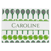 Classic Green Tennis Rackets Balls Girls Name Cool Groot Cadeauzakje (Achterkant)