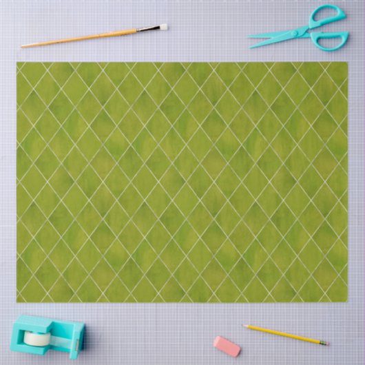 Classic Green Velvet Argyle Pattern Luxury Tissuepapier (Craft)