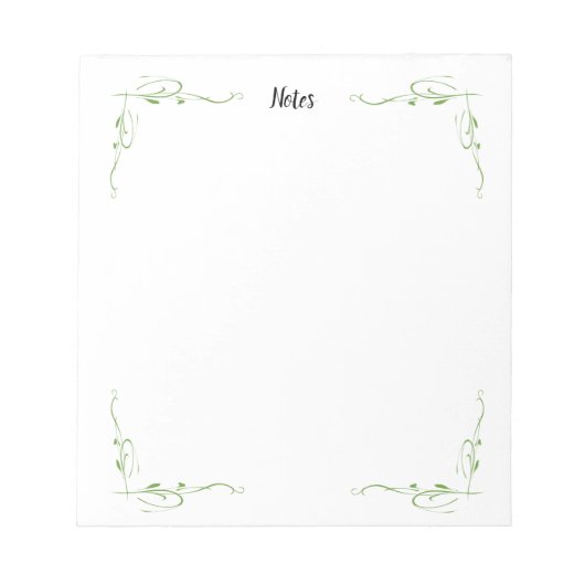 Classic Green Vines Corner Boarder Outline Notitie Notitieblok (Voorkant)