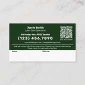 Classic Green & White Custom Image Lawn Service Aanbevelingskaartje (Achterkant)