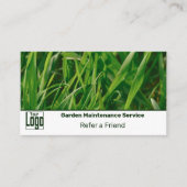 Classic Green & White Custom Image Lawn Service Aanbevelingskaartje (Voorkant)