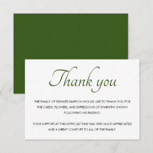 Classic Green White Dankuwel Bedankkaart