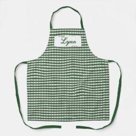 Classic Green & White Gingham | Personalized Name Schort