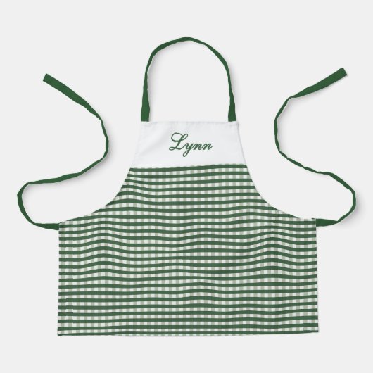 Classic Green & White Gingham | Personalized Name Schort (Voorkant)