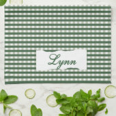 Classic Green & White Gingham | Personalized Name Theedoek (Gevouwen)