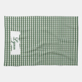 Classic Green & White Gingham | Personalized Name Theedoek (Horizontaal)