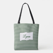 Classic Green & White Gingham | Personalized Name Tote Bag (Achterkant)