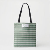 Classic Green & White Gingham | Personalized Name Tote Bag (Voorkant)