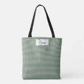 Classic Green & White Gingham | Personalized Name Tote Bag (Achterkant)