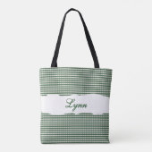 Classic Green & White Gingham | Personalized Name Tote Bag (Achterkant)