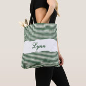 Classic Green & White Gingham | Personalized Name Tote Bag (Dichtbij)