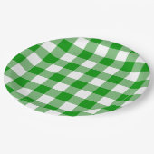 Classic Green & White Gingham Summer Picnic Papieren Bordje (Gekanteld)
