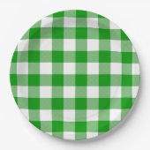 Classic Green & White Gingham Summer Picnic Papieren Bordje (Voorkant)