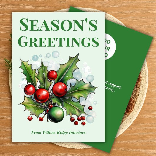 Classic Green & White Holiday Card Feestdagenkaart