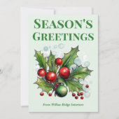 Classic Green & White Holiday Card Feestdagenkaart (Voorkant)