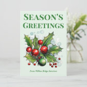Classic Green & White Holiday Card Feestdagenkaart (Staand voorkant)