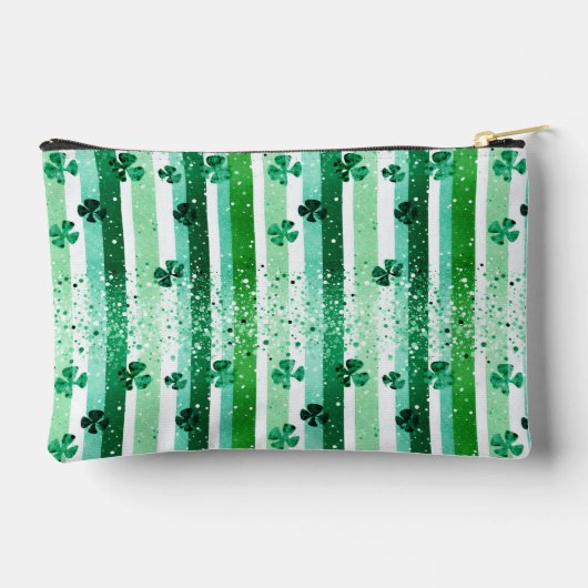 Classic Green White Vertical Stripes Shamrocks Etui (Achterkant)