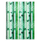 Classic Green White Vertical Stripes Shamrocks Notitieboek (Voorkant)