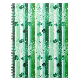 Classic Green White Vertical Stripes Shamrocks Notitieboek