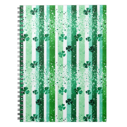 Classic Green White Vertical Stripes Shamrocks Notitieboek (Voorkant)