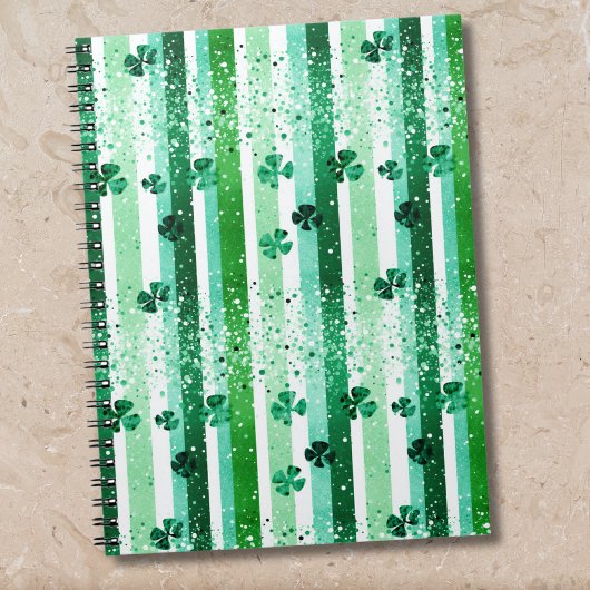 Classic Green White Vertical Stripes Shamrocks Notitieboek