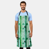 Classic Green White Vertical Stripes Shamrocks Schort (Gedragen)