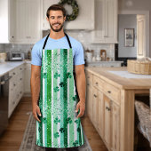 Classic Green White Vertical Stripes Shamrocks Schort
