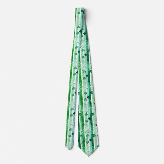 Classic Green White Vertical Stripes Shamrocks Stropdas (Achterkant)