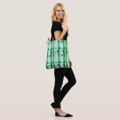Classic Green White Vertical Stripes Shamrocks Tote Bag (Op model)