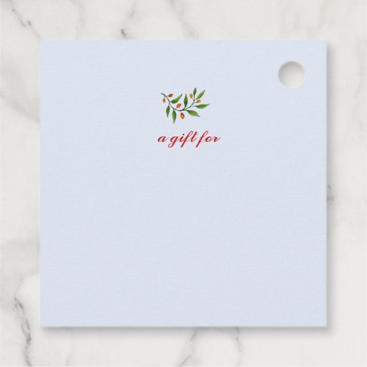 Classic Greenery & Citrus Monogram Kerstmis Favo Bedankjes Labels (Achterkant)