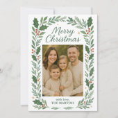 Classic Greenery Foto  Kerst Kaart (Voorkant)