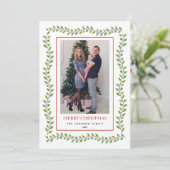 Classic Greenery Hollies Lijst Kerst Aankondiging (Staand voorkant)