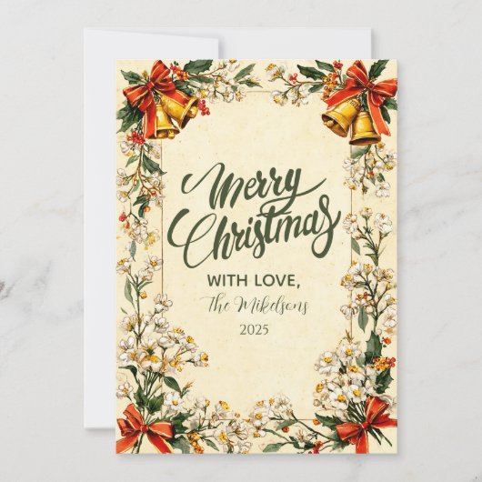 Classic Greenery Kerstmis Feestdagenkaart (Voorkant)