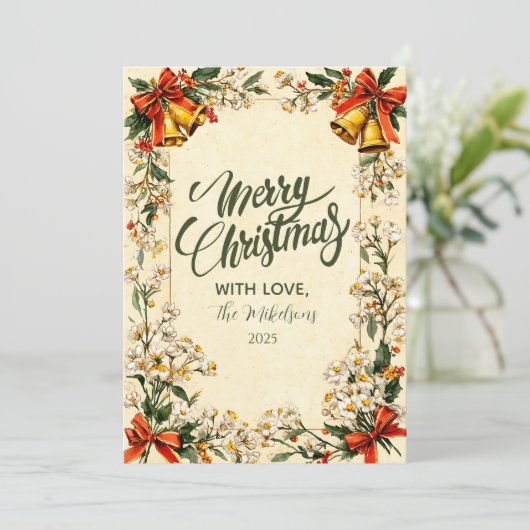 Classic Greenery Kerstmis Feestdagenkaart (Staand voorkant)