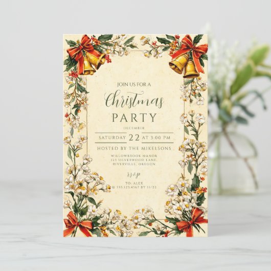 Classic Greenery Kerstmis Kaart (Staand voorkant)