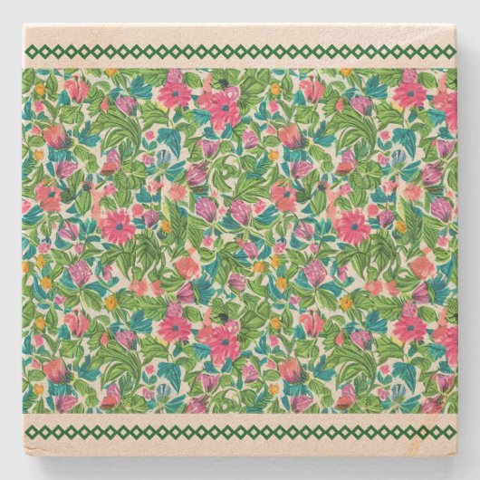 Classic greenery lace with summer flower garden stenen onderzetter (Voorkant)