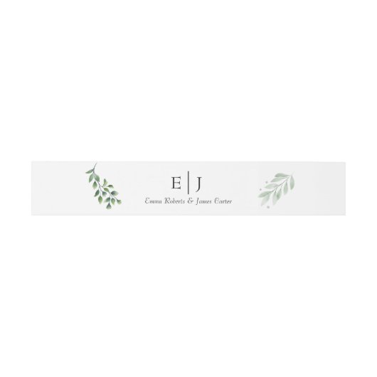 Classic Greenery Monogram Invitation Belly Band Uitnodigingen Wikkel (Vlak)