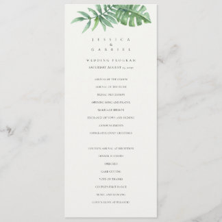 Classic Greenery Tropical Wedding Programmakaart