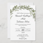 Classic Greenery Wedding Anniversary Invitations Kaart (Voorkant)