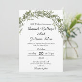 Classic Greenery Wedding Anniversary Invitations Kaart (Staand voorkant)