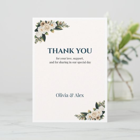 Classic Greenery Wedding Thank You Kaart (Staand voorkant)