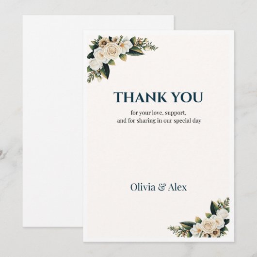 Classic Greenery Wedding Thank You Kaart (Voorkant / Achterkant)