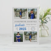 Classic Grey Afstuderen Fotoaankondiging Uitnodige Aankondiging (Staand voorkant)