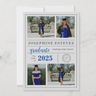 Classic Grey Afstuderen Fotoaankondiging Uitnodige Aankondiging