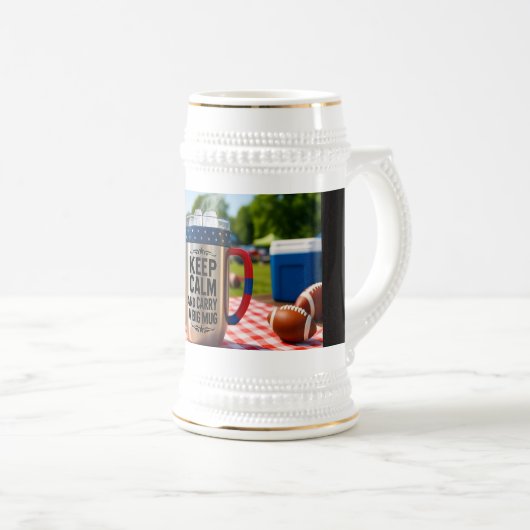 Classic Grey/Blue Stein 22oz Duitse Bier Mok (Voorkant rechts)