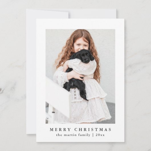 Classic Grey Check Pattern Merry kerstfoto Feestdagenkaart (Voorkant)