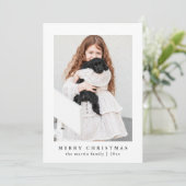 Classic Grey Check Pattern Merry kerstfoto Feestdagenkaart (Staand voorkant)