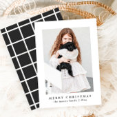 Classic Grey Check Pattern Merry kerstfoto Feestdagenkaart